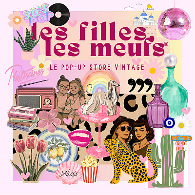 pop-up store concept store vintage année 70 année 2000 garrigues ste eulalie gard occitanie vase déco floral acidulé pastel flashy