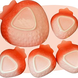 plats en céramique, ensemble de 5 pièces, motif fraise, peinture à la main, finition brillante, design années 70, art de la table, vaisselle rétro, décoration estivale, service fruité, style vintage, céramique émaillée, concept store, les filles les meufs, garrigues sainte Eulalie, uzes